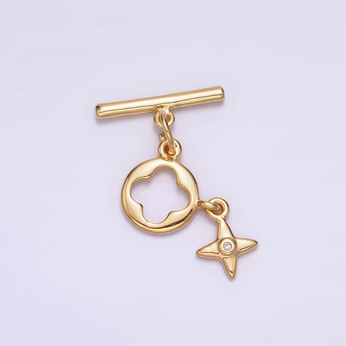 24K Gold Filled Open Quatrefoil Star Drop OT Toggle Clasps Closure Jewelry Making Supply | Z-446