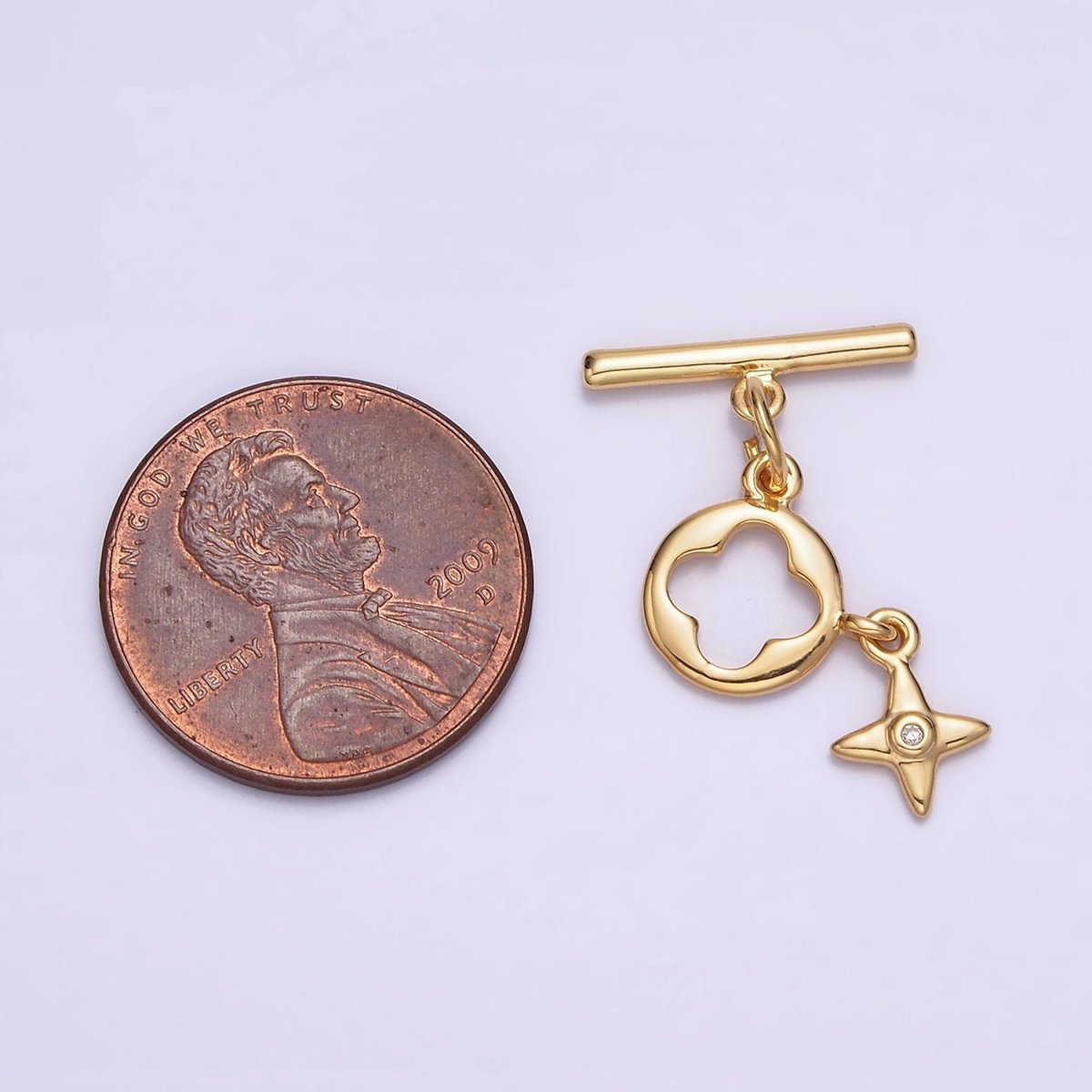 24K Gold Filled Open Quatrefoil Star Drop OT Toggle Clasps Closure Jewelry Making Supply | Z-446