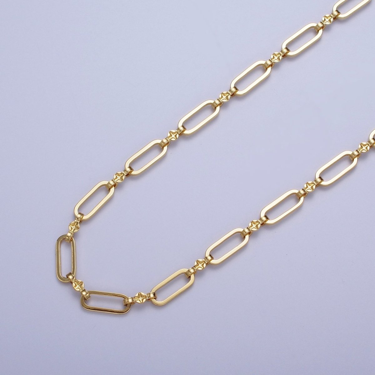 24K Gold Filled Paperclip Engraved Figure Eight Link Unfinished Bulk Unique Chain Jewelry Component | ROLL-856 Clearance Pricing