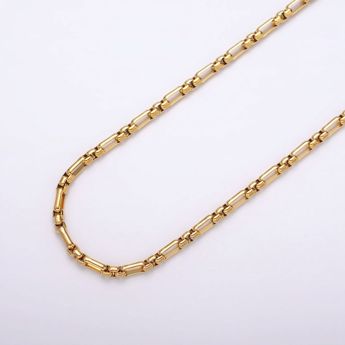 24k Gold Filled PaperClip Figaro Long and Short Fancy 3.5mm Cable Chain Link Unfinished Yard Chain in Gold & Silver | ROLL-1315 ROLL-1316 Clearance Pricing