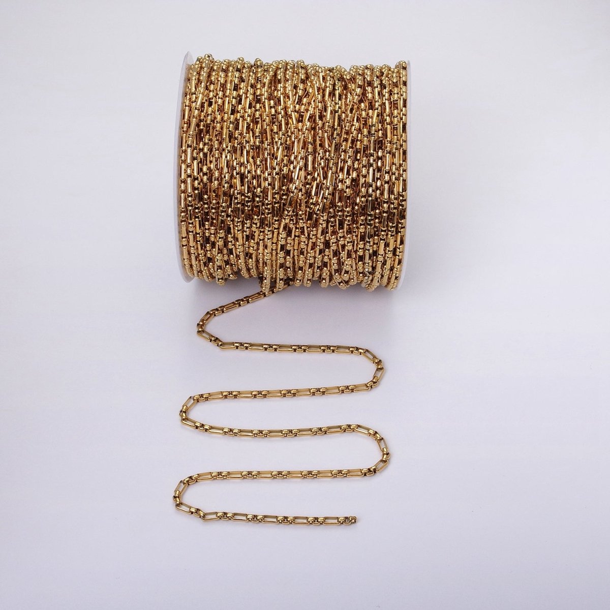 24k Gold Filled PaperClip Figaro Long and Short Fancy 3.5mm Cable Chain Link Unfinished Yard Chain in Gold & Silver | ROLL-1315 ROLL-1316 Clearance Pricing