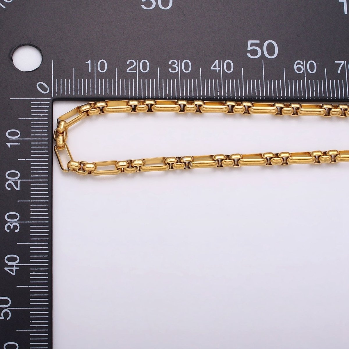 24k Gold Filled PaperClip Figaro Long and Short Fancy 3.5mm Cable Chain Link Unfinished Yard Chain in Gold & Silver | ROLL-1315 ROLL-1316 Clearance Pricing