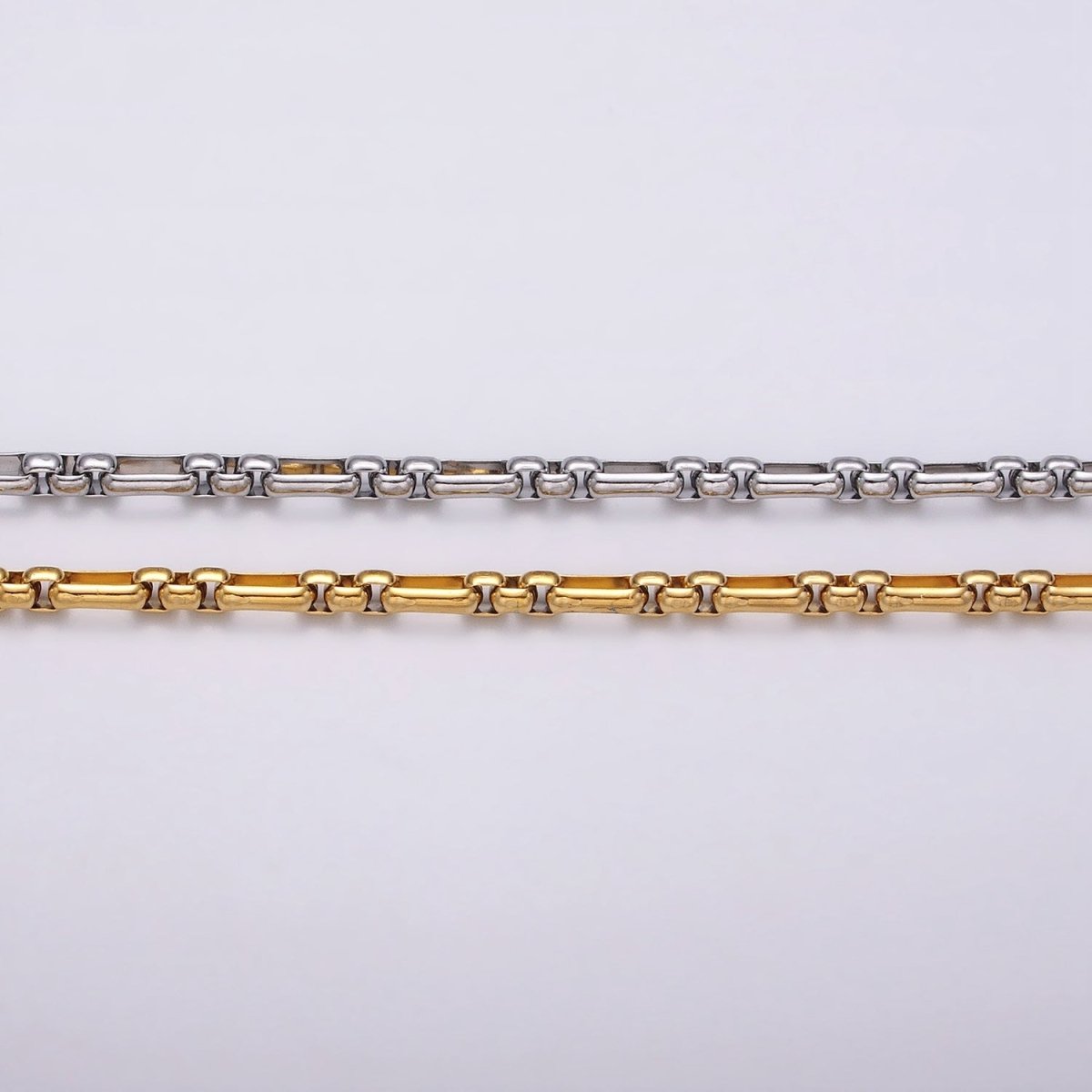 24k Gold Filled PaperClip Figaro Long and Short Fancy 3.5mm Cable Chain Link Unfinished Yard Chain in Gold & Silver | ROLL-1315 ROLL-1316 Clearance Pricing