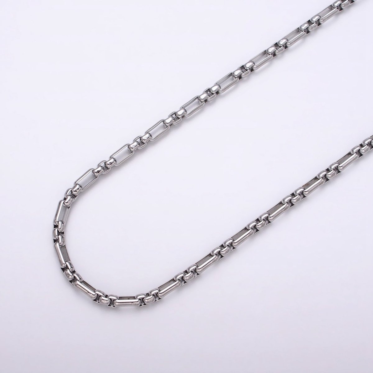 24k Gold Filled PaperClip Figaro Long and Short Fancy 3.5mm Cable Chain Link Unfinished Yard Chain in Gold & Silver | ROLL-1315 ROLL-1316 Clearance Pricing