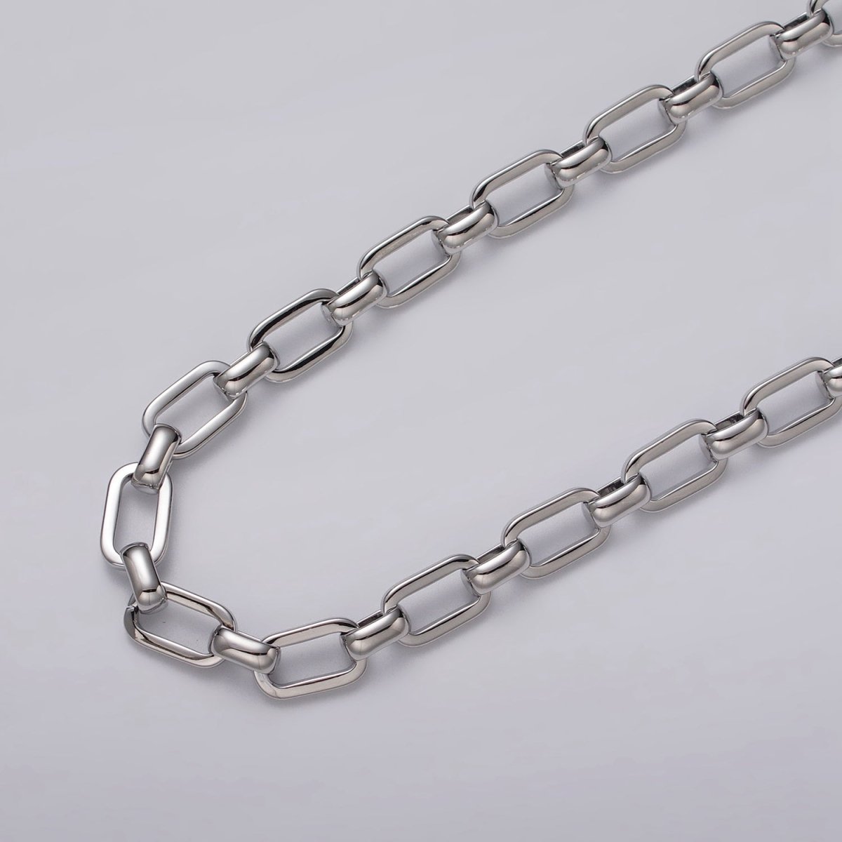24k Gold Filled PaperClip Wide Link Unfinished 7mm Chain by Yard in Gold & Silver | ROLL-1109 ROLL-1198 Clearance Pricing