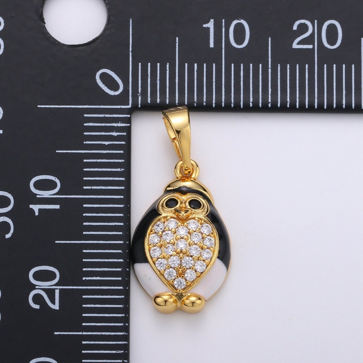 24K Gold Filled Penguin Charm Pendant Enamel Animal Charm Gold Penguin Pendant | Winter Wonderland Artic Snow Charm Jewelry J-074