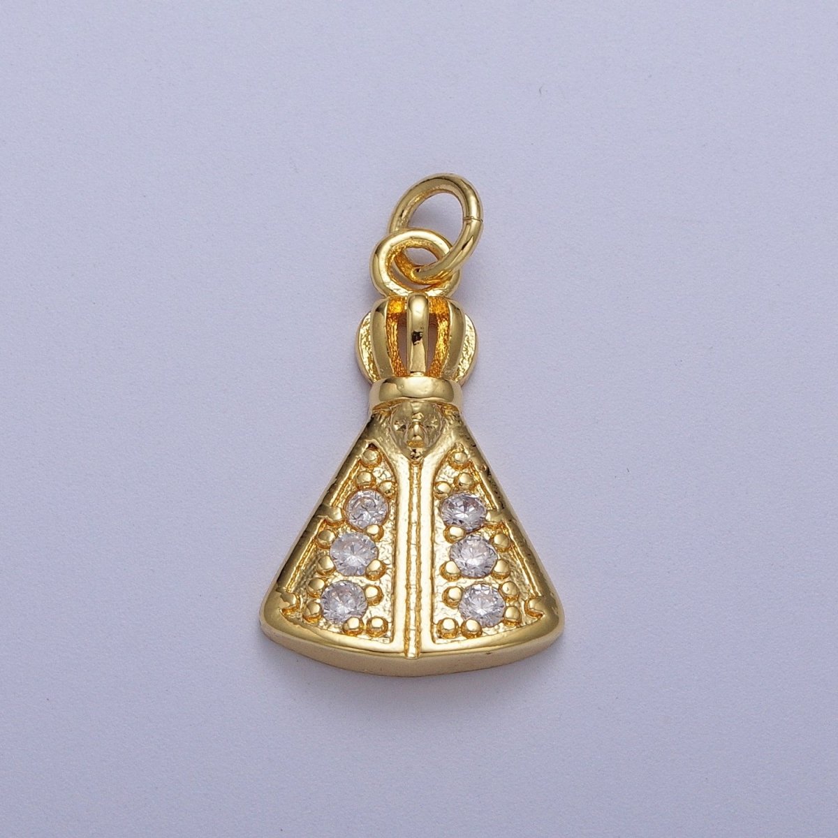 24K Gold Filled Nossa Senhora Aparecida Micro Paved CZ Catholic Cape Religious Charm | C-893