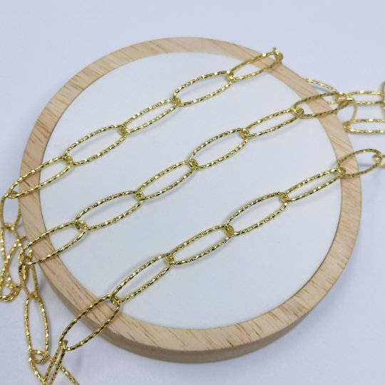 24K Gold Filled Pounded UNIQUE PAPERCLIP Chain by Yard, Fashion Roll Chain for Jewelry Making, Necklace Bracelet Anklet Supply Component | ROLL-397 Clearance Pricing