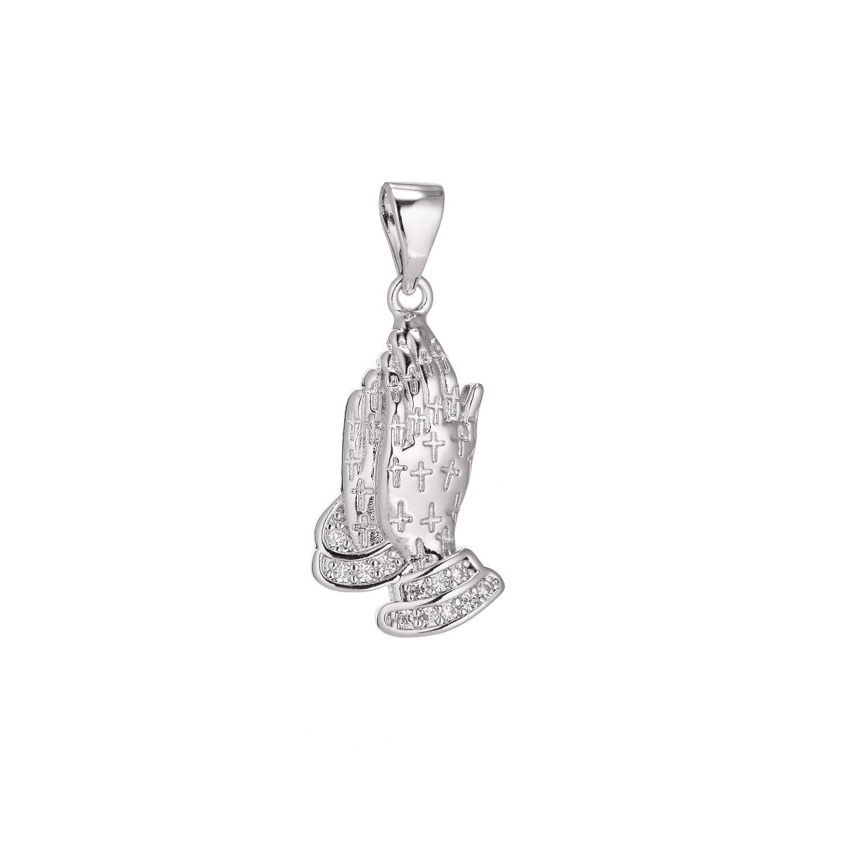 24K Gold Filled Prayers Charm Minimalist Simple Cross Jesus Cubic Zirconia Necklace Pendant Bracelet Earring Charm Bails for Jewelry Making  H-919