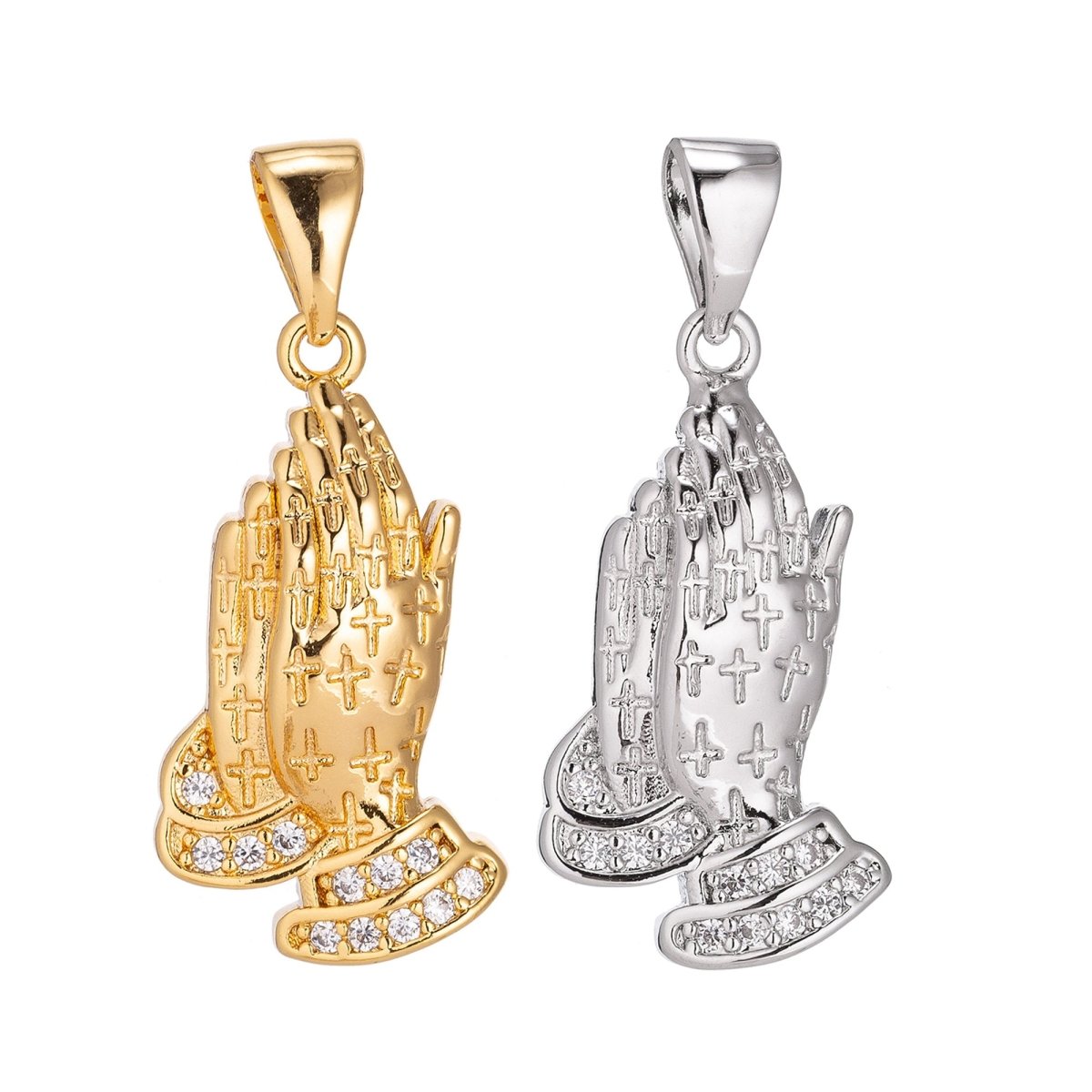 24K Gold Filled Prayers Charm Minimalist Simple Cross Jesus Cubic Zirconia Necklace Pendant Bracelet Earring Charm Bails for Jewelry Making  H-919
