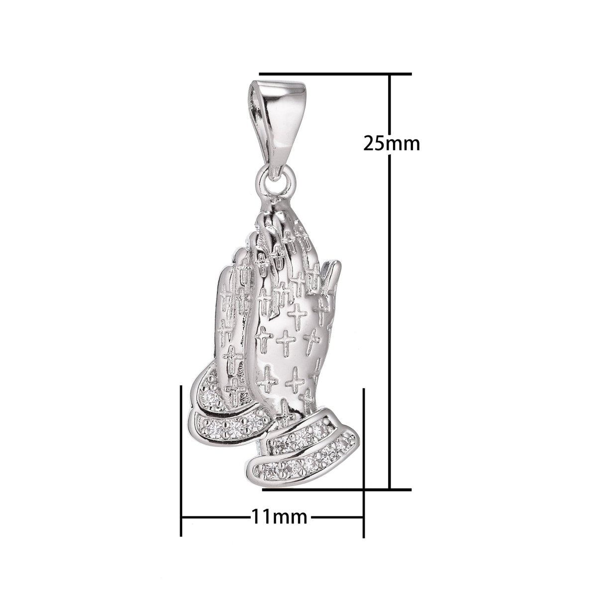 24K Gold Filled Prayers Charm Minimalist Simple Cross Jesus Cubic Zirconia Necklace Pendant Bracelet Earring Charm Bails for Jewelry Making  H-919