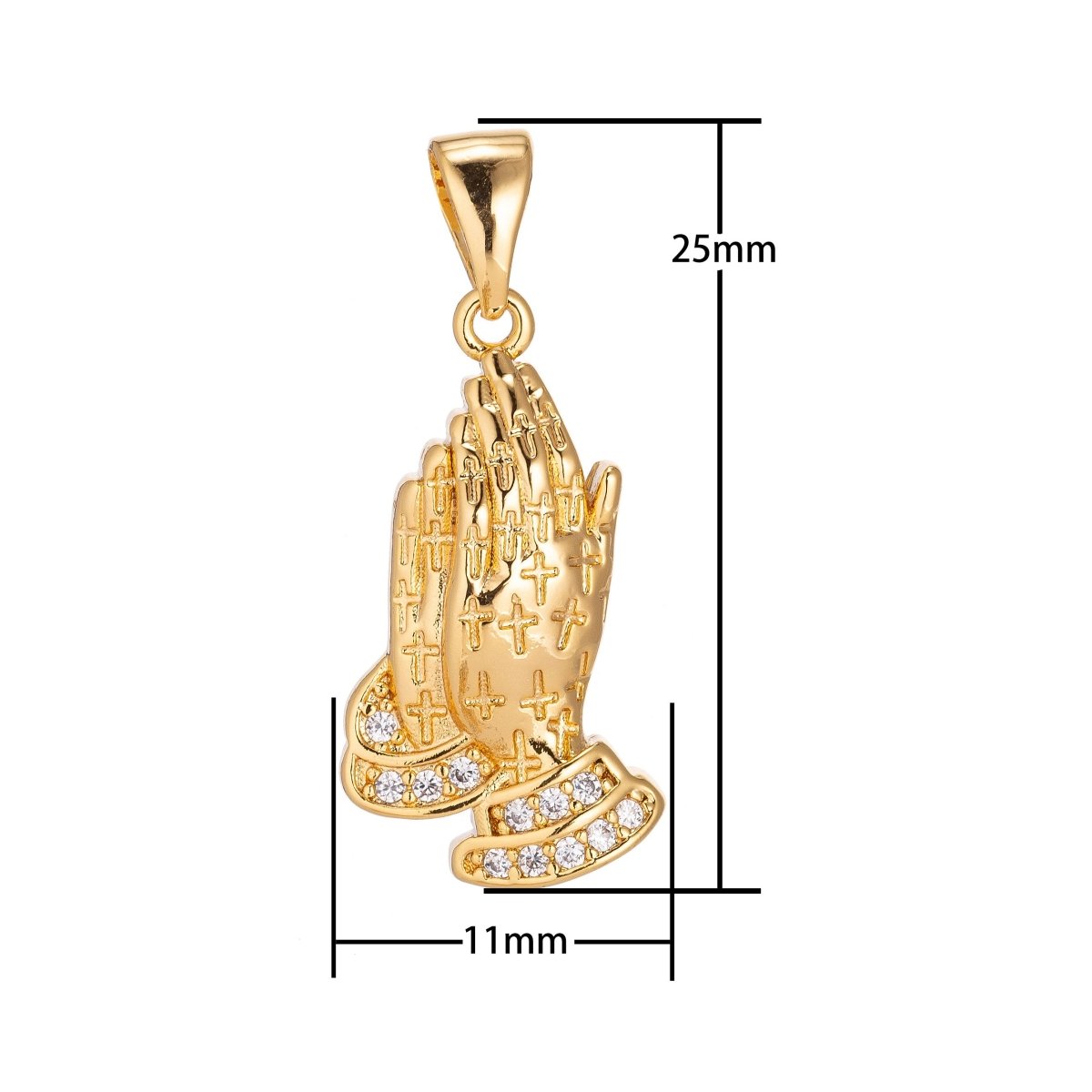 24K Gold Filled Prayers Charm Minimalist Simple Cross Jesus Cubic Zirconia Necklace Pendant Bracelet Earring Charm Bails for Jewelry Making  H-919