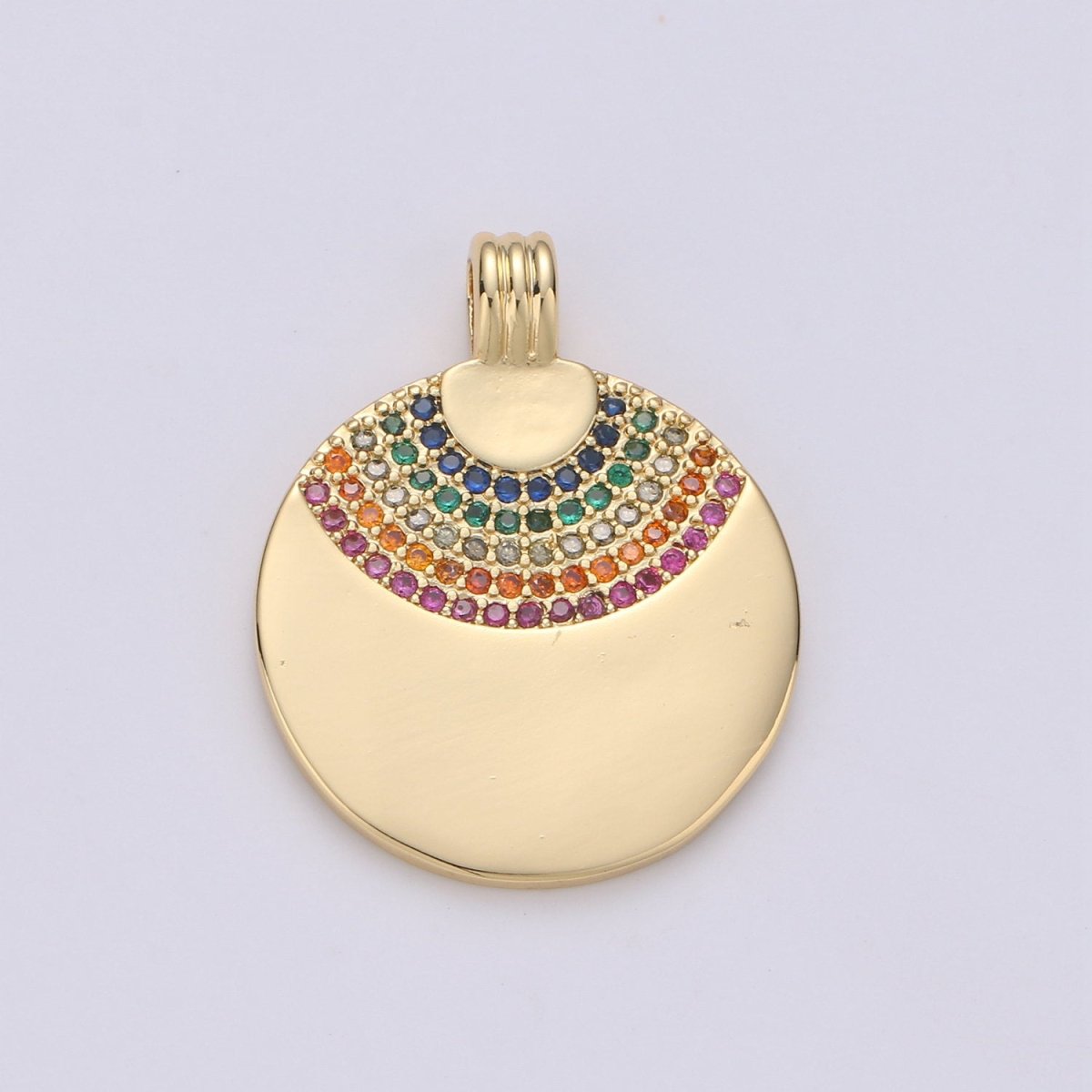 24K Gold Filled Rainbow Charms Pendant, Dainty Celestial Colored CZ Micro Pave Charm Pendant jewelry Findings Silver Rainbow Charm I-909 I-910