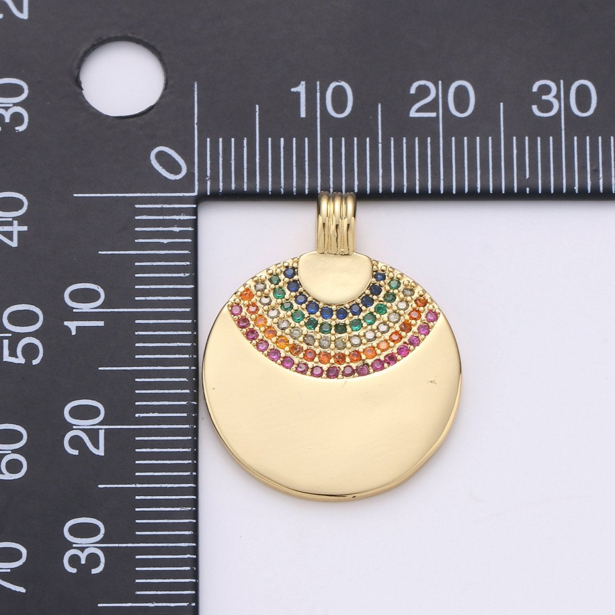 24K Gold Filled Rainbow Charms Pendant, Dainty Celestial Colored CZ Micro Pave Charm Pendant jewelry Findings Silver Rainbow Charm I-909 I-910