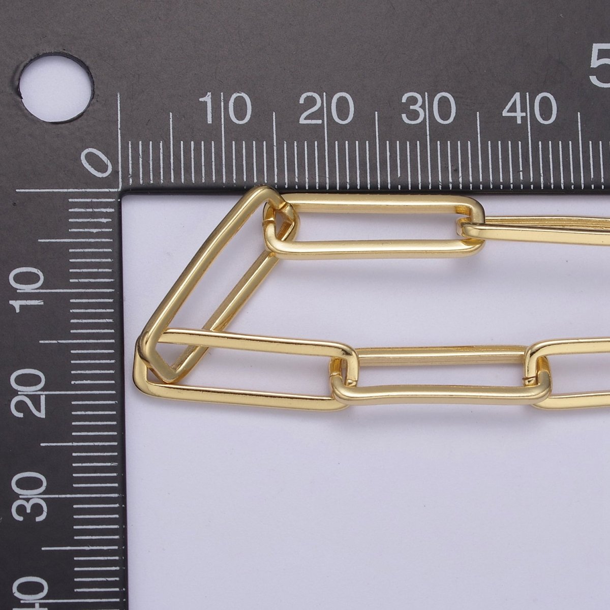 24K Gold Filled Rectangular Paper Clip Unfinished Chain, 21.5mmX7mm Width Paperclip Chain For Jewelry Making | ROLL-696 Clearance Pricing