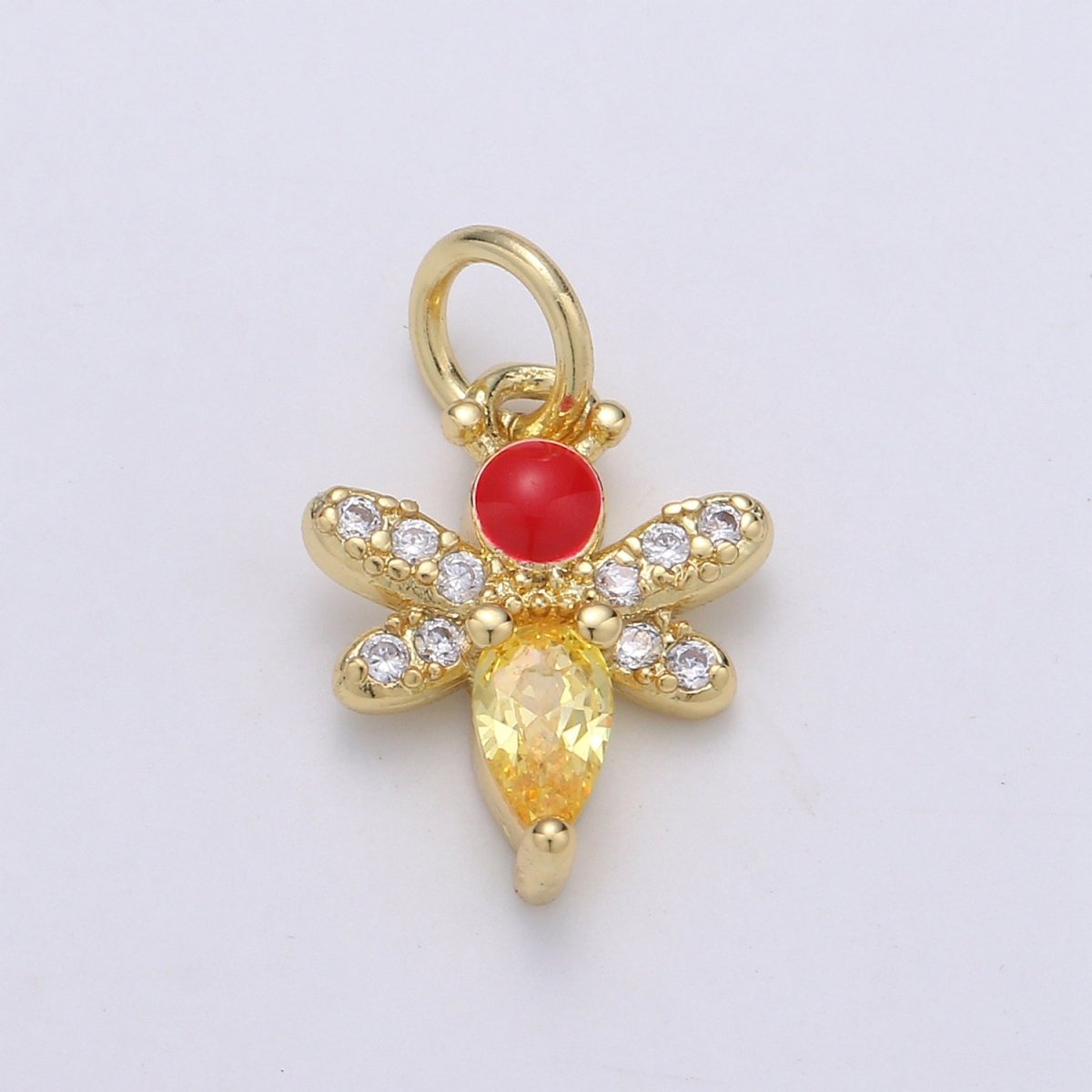 24K Gold Filled Red Yellow Bee Charm D-935