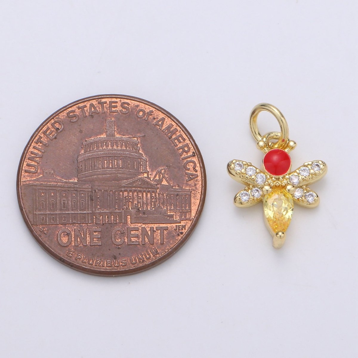 24K Gold Filled Red Yellow Bee Charm D-935