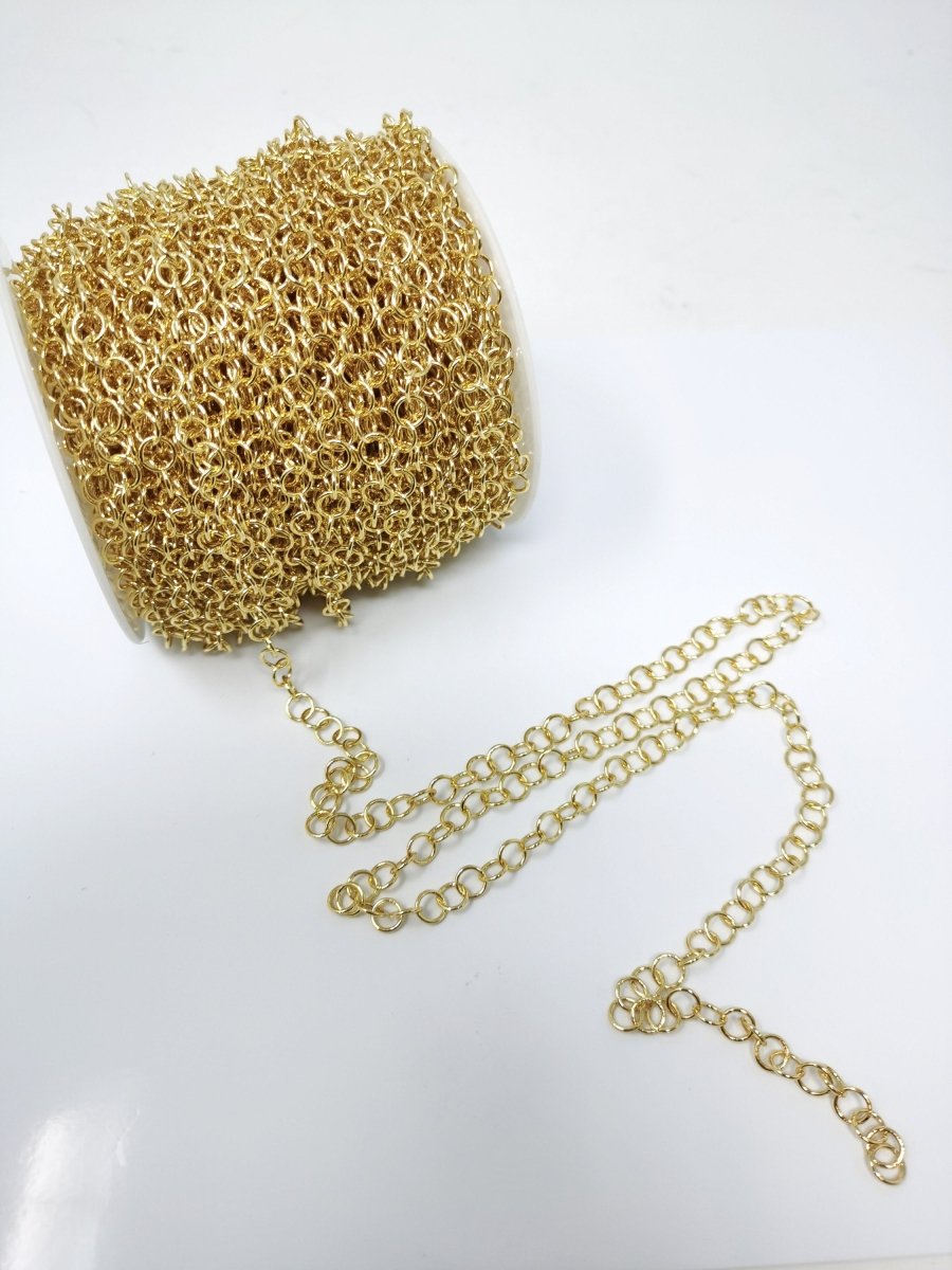 24K Gold Filled ROLO Chain by Yard, 6mm Width, Wholesale Bulk Roll Chain For Jewelry Making, Necklace Bracelet Anklet Component Supply  | ROLL-079 Clearance Pricing