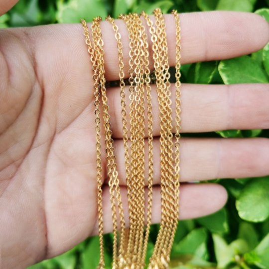 24K Gold Filled Rolo Chain, Rolo Link Necklace, Dainty 2mm, 17.7 Inches Ready To Wear Rolo Necklace w/ Spring Ring | CN-835  Clearance Pricing
