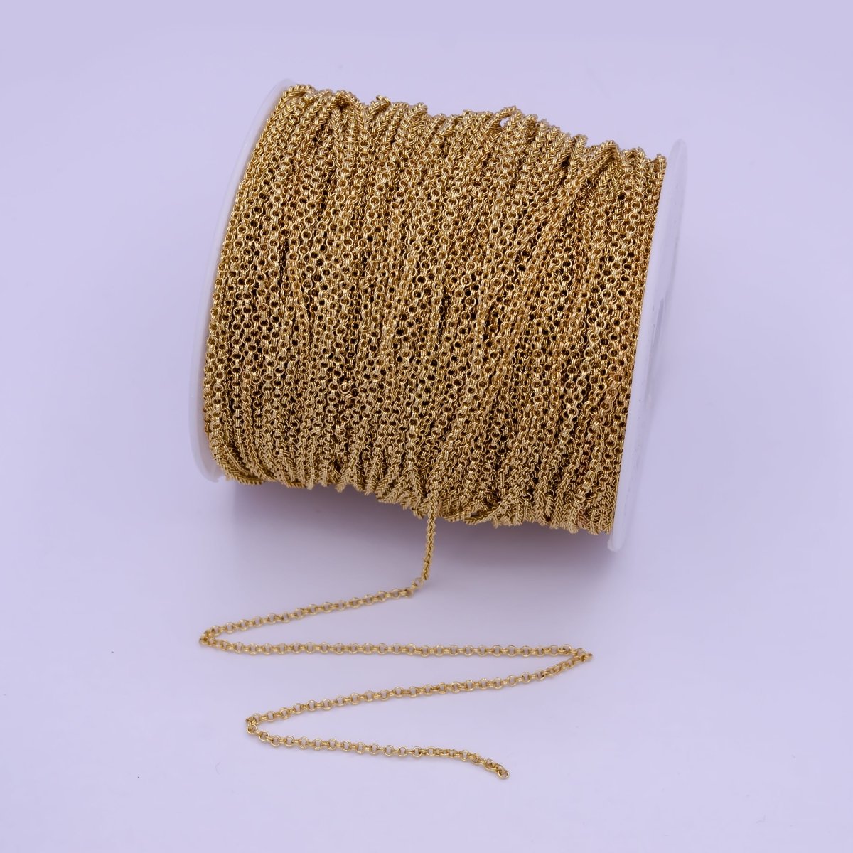 24K Gold Filled Rolo Unfinished Chain by Yard, Double Rolo Bulk Wholesale Chain For Jewelry Making | ROLL-734