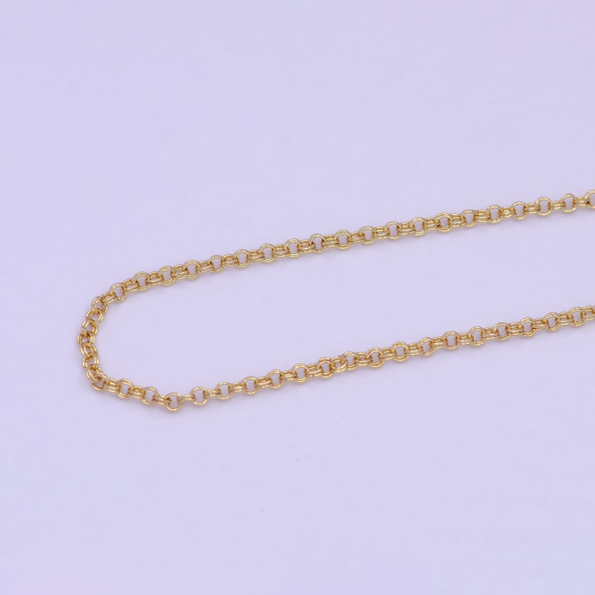 24K Gold Filled Rolo Unfinished Chain by Yard, Double Rolo Bulk Wholesale Chain For Jewelry Making | ROLL-734