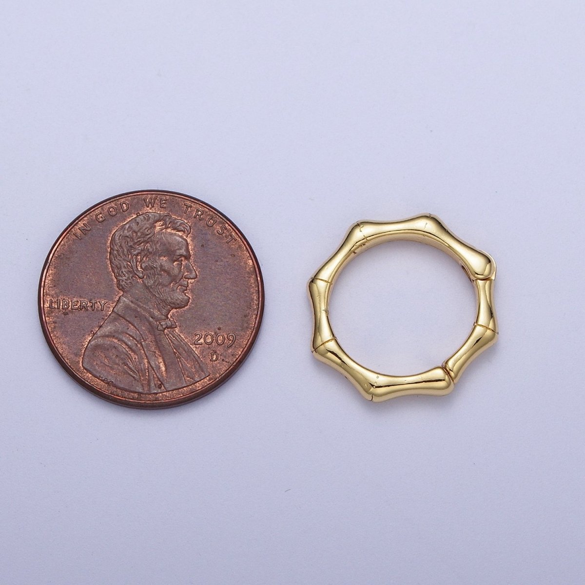 24K Gold Filled 12.5mm, 17mm Round Bamboo Plant Pull Spring Gate Ring Closure Findings | L931 L932