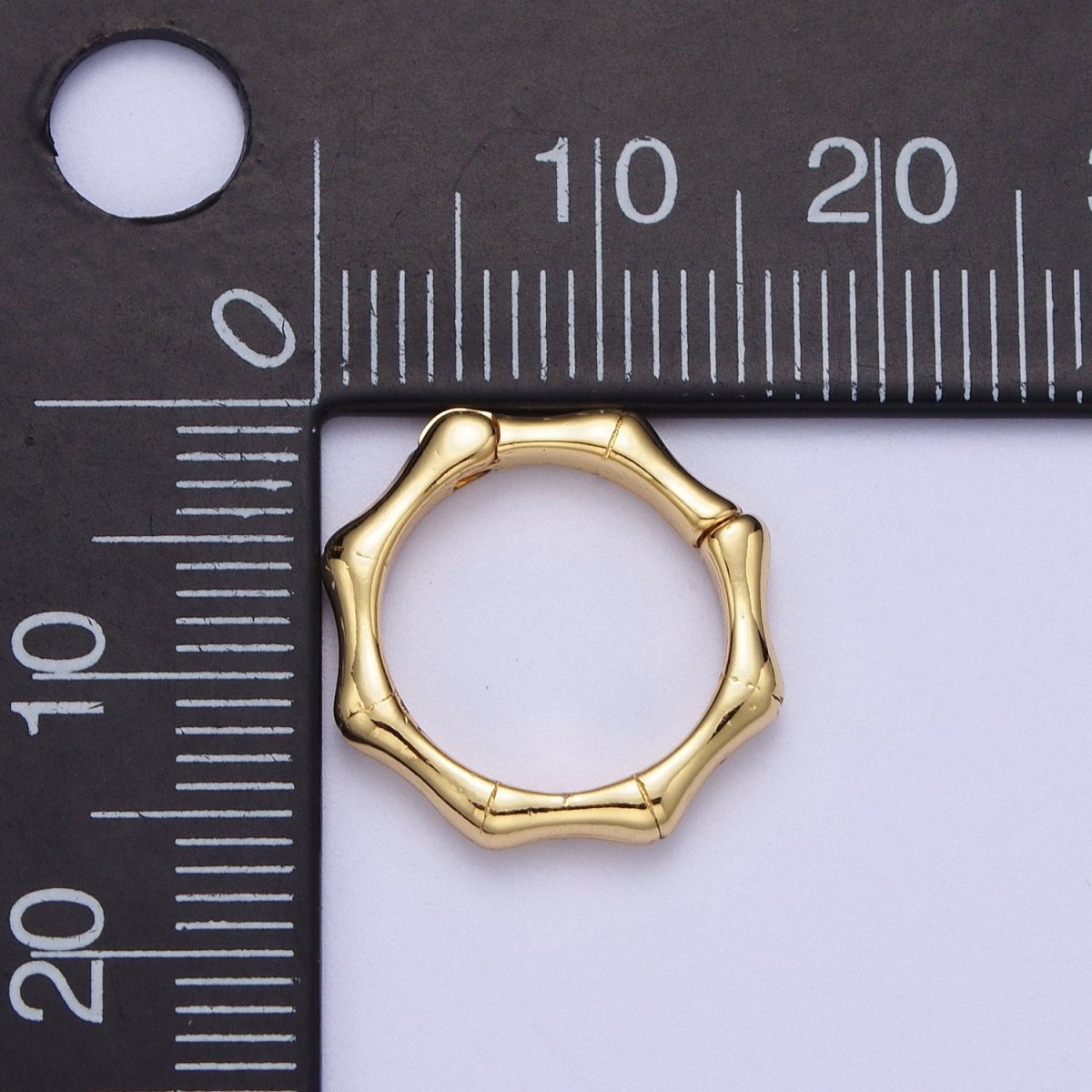24K Gold Filled 12.5mm, 17mm Round Bamboo Plant Pull Spring Gate Ring Closure Findings | L931 L932