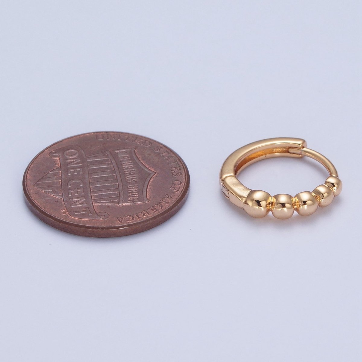 OS 24K "Gold Filled Round Beaded Bubble Huggie Hoop Earrings P-397