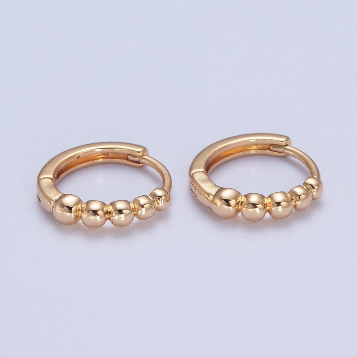 OS 24K "Gold Filled Round Beaded Bubble Huggie Hoop Earrings P-397