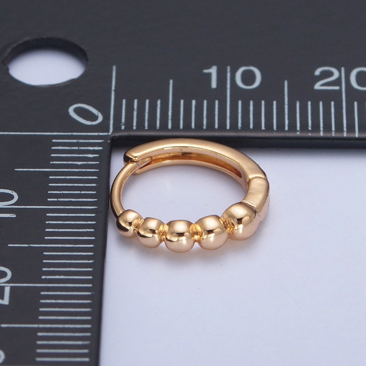OS 24K "Gold Filled Round Beaded Bubble Huggie Hoop Earrings P-397