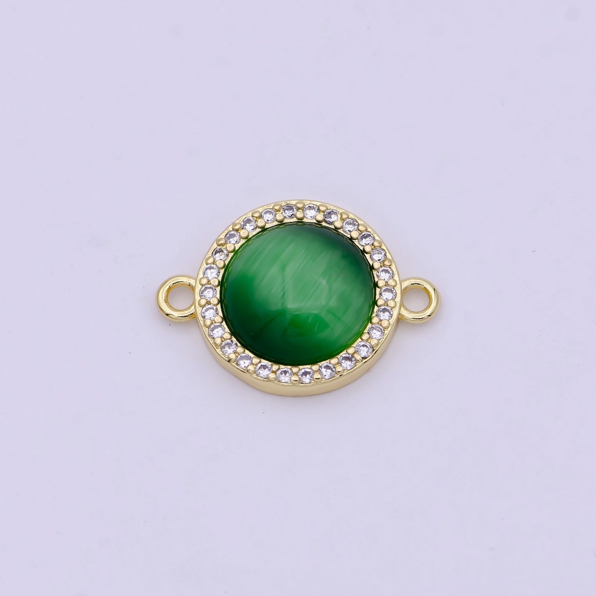 24K Gold Filled Round Micro Paved CZ Natural Stone Connector  F-687 F-688 F-689 F-697 F-698 F-699 F-700 F-708 F-733