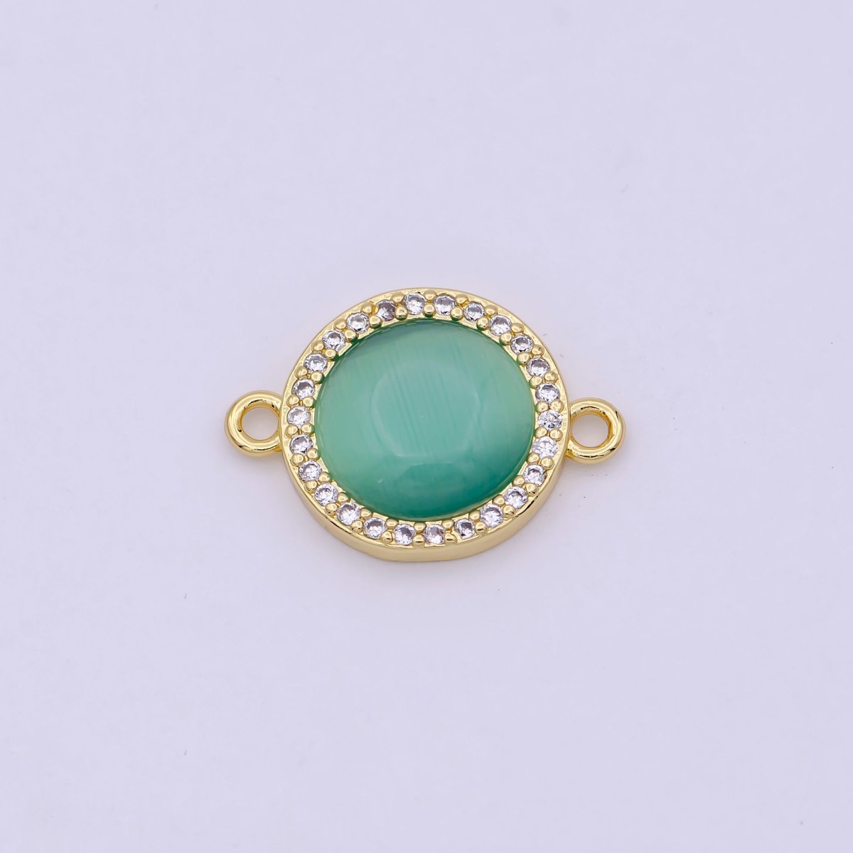 24K Gold Filled Round Micro Paved CZ Natural Stone Connector  F-687 F-688 F-689 F-697 F-698 F-699 F-700 F-708 F-733