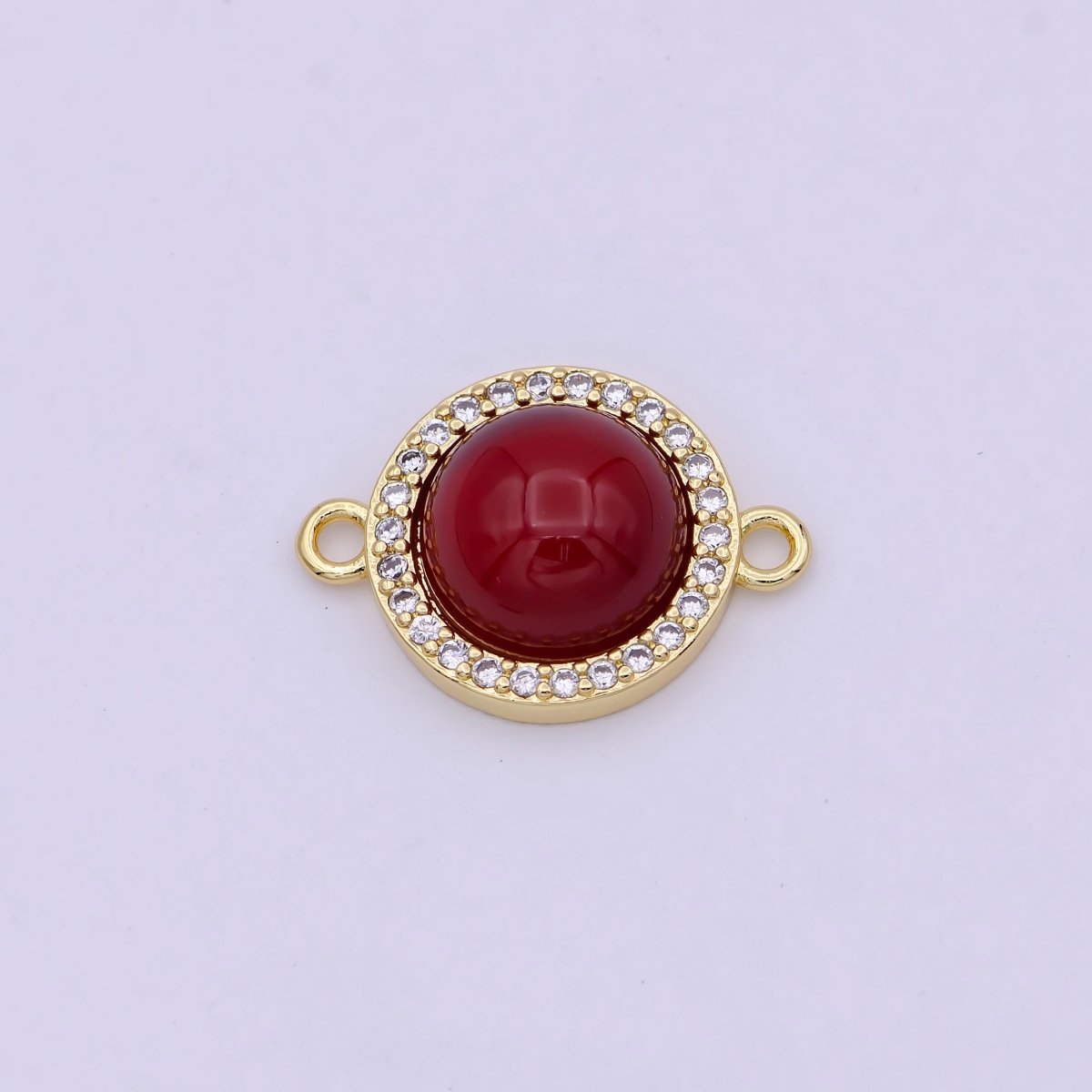 24K Gold Filled Round Micro Paved CZ Natural Stone Connector  F-687 F-688 F-689 F-697 F-698 F-699 F-700 F-708 F-733