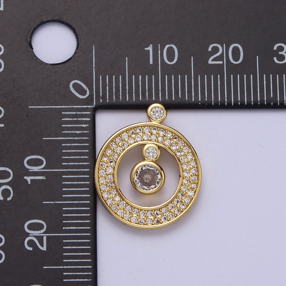 24K Gold Filled Round Micro Paved Open Pendant H-360