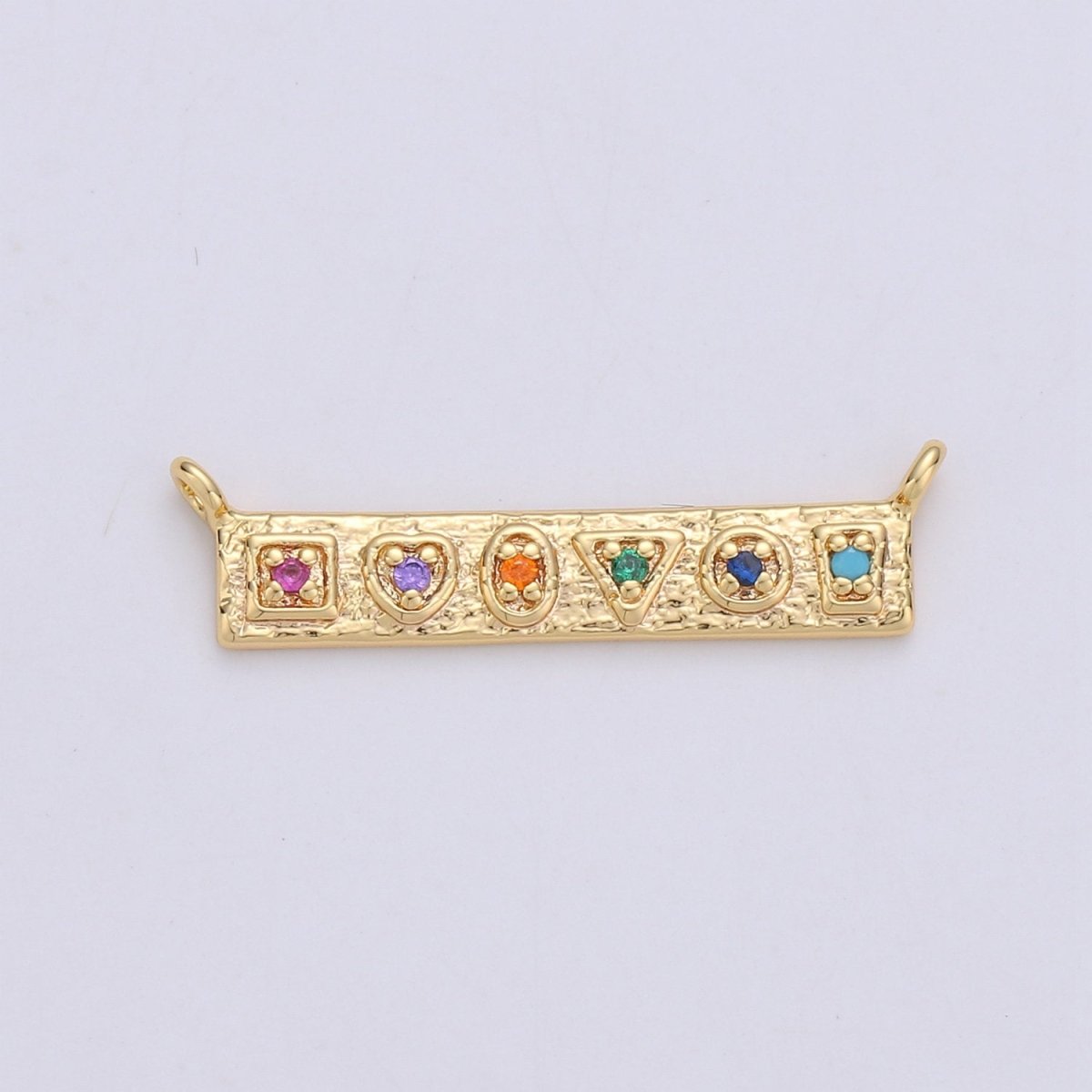 24K Gold Filled Rustic Geometric Shape Connector with Micro Pave Multi Color Cubic Charm double bail for Necklace or Bracelet F-358 F-359