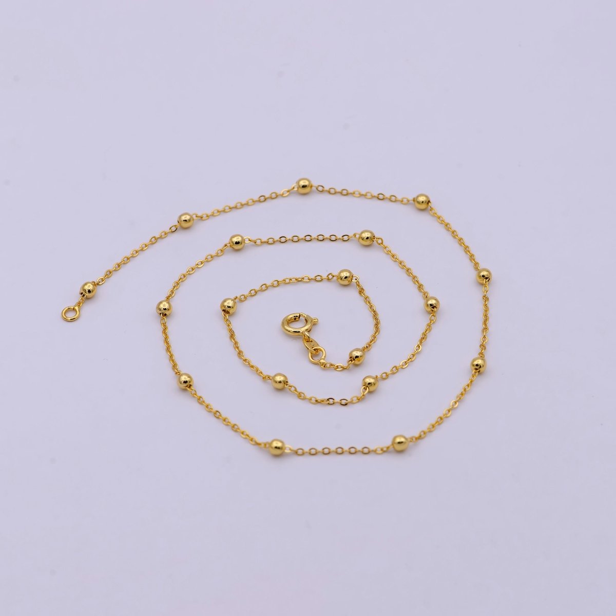 24K Gold Filled Satellite Chain Dainty Gold Ball Chain 18 Inches Ready To Wear Necklace w/ Lobster Clasps | WA-527 WA-528 Clearance Pricing