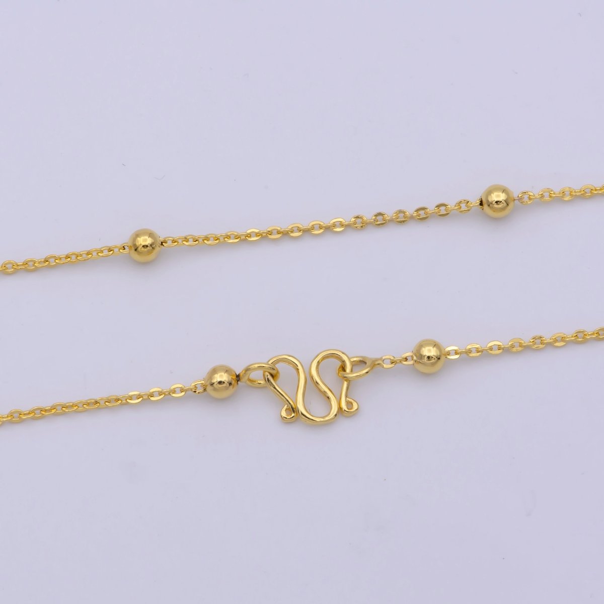 24K Gold Filled Satellite Chain Necklace, 17.5 Inch Cable Chain Necklace, Dainty 1.2mm Ball Necklace w/ M Clasp | WA-471 Clearance Pricing