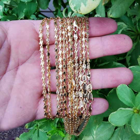 24K Gold Filled Scroll Necklace - Designed Necklace - 3mm 19.7 Inches, 23.6 Inches Designed Necklace w/ Lobster Clasps | CN-826, CN-827  Clearance Pricing