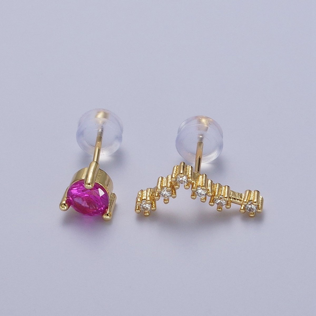 24K Gold Filled Set Birthstone & Astrology Zodiac Horoscope Constellation Cubic Zirconia Stud Earrings | AD014~AD025