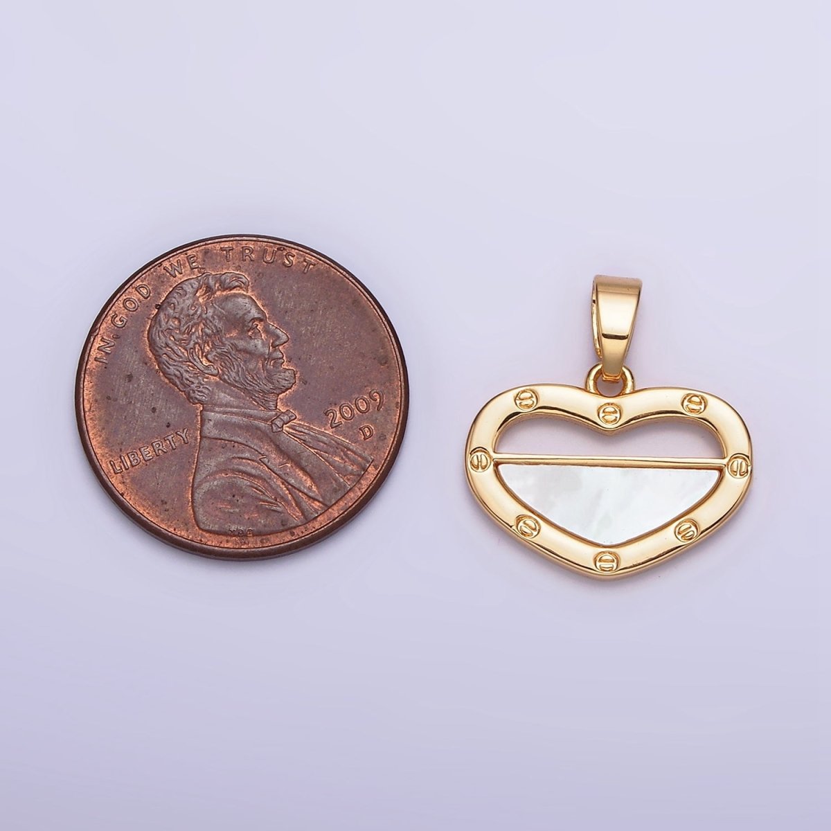 24K Gold Filled Shell Pearl Half Open Heart Screw Pendant in Gold & Silver | AA564 AA565