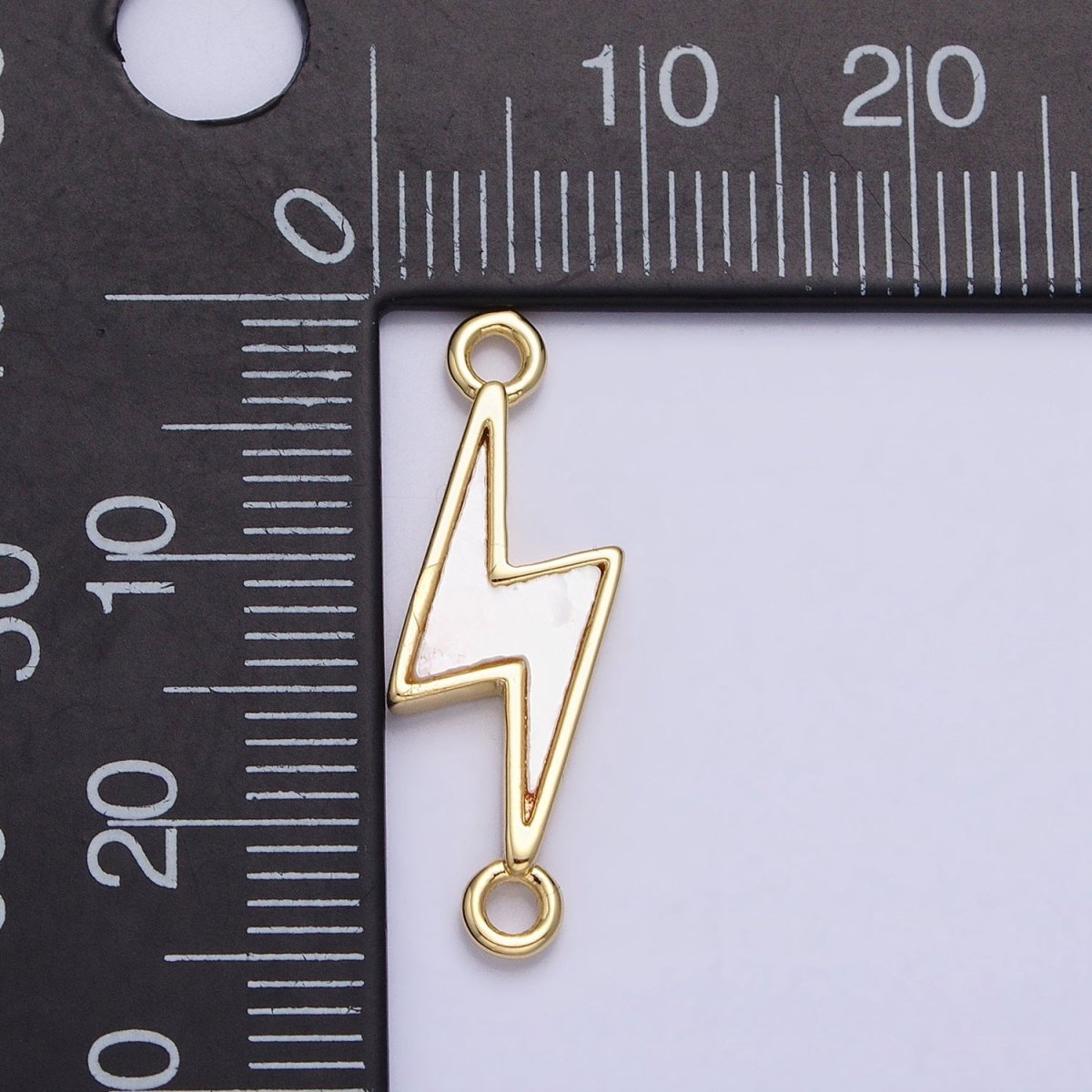 24K Gold Filled Shell Pearl Lightning Bolt Weather 24.5mm Link Connector | Y-839