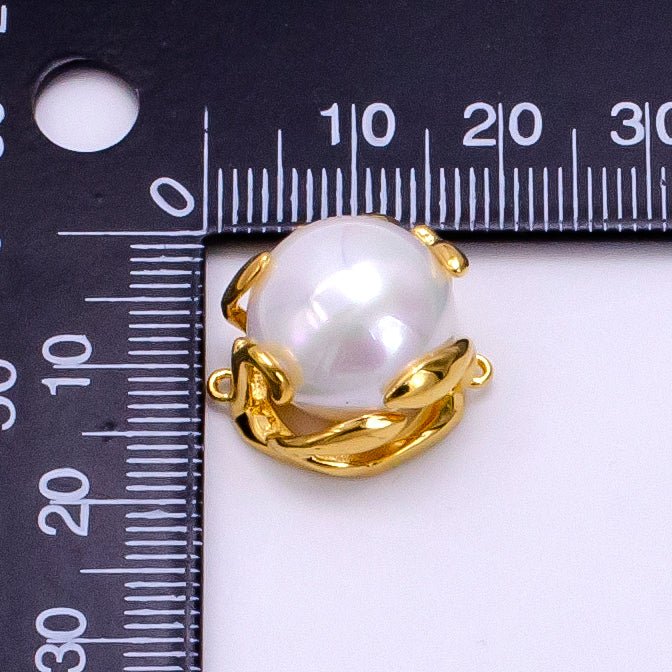 24K Gold Filled Shell Pearl Molten Drip Connector | G627