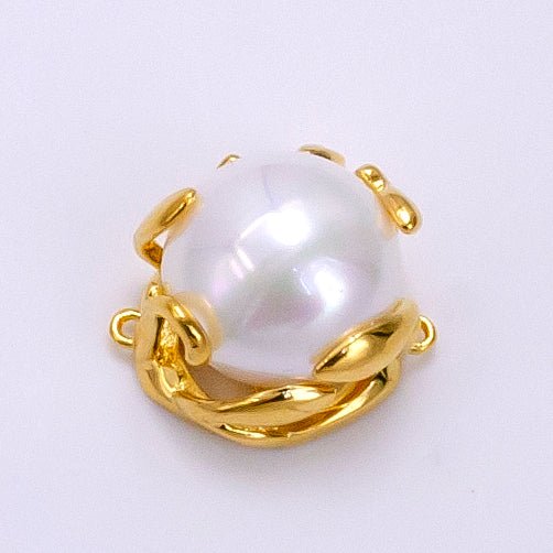 24K Gold Filled Shell Pearl Molten Drip Connector | G627