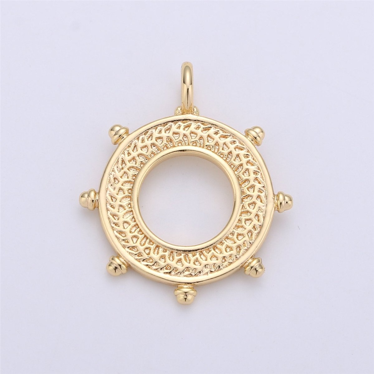 24k Gold Filled Ship Wheel Charms Helm Charms for Earring Bracelet Necklace Pendants Nautical Jewelry C-663