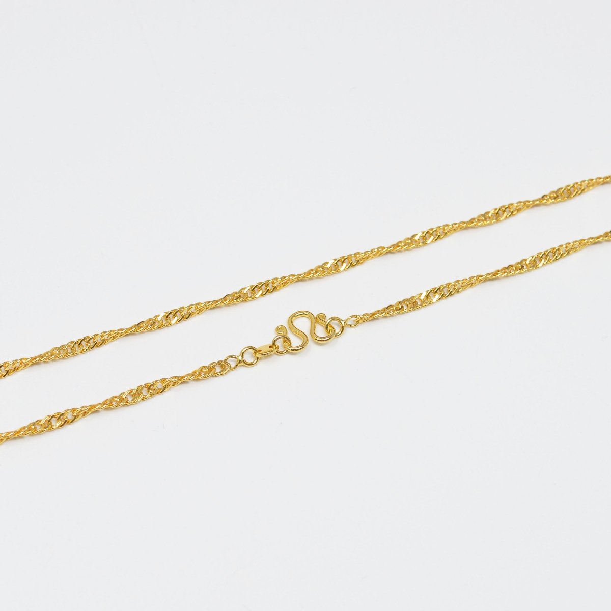 24K Gold Filled Singapore Chain Necklace, 2.5mm 20 inches Long Yellow Gold Singapore Necklace w/ W Clasps | CN-988  Clearance Pricing