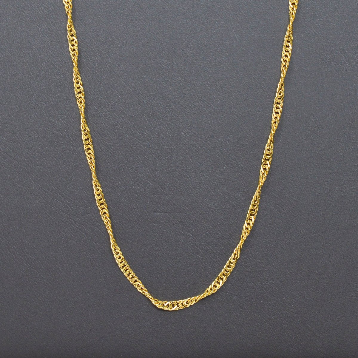 24K Gold Filled Singapore Chain Necklace, 2.5mm 20 inches Long Yellow Gold Singapore Necklace w/ W Clasps | CN-988  Clearance Pricing