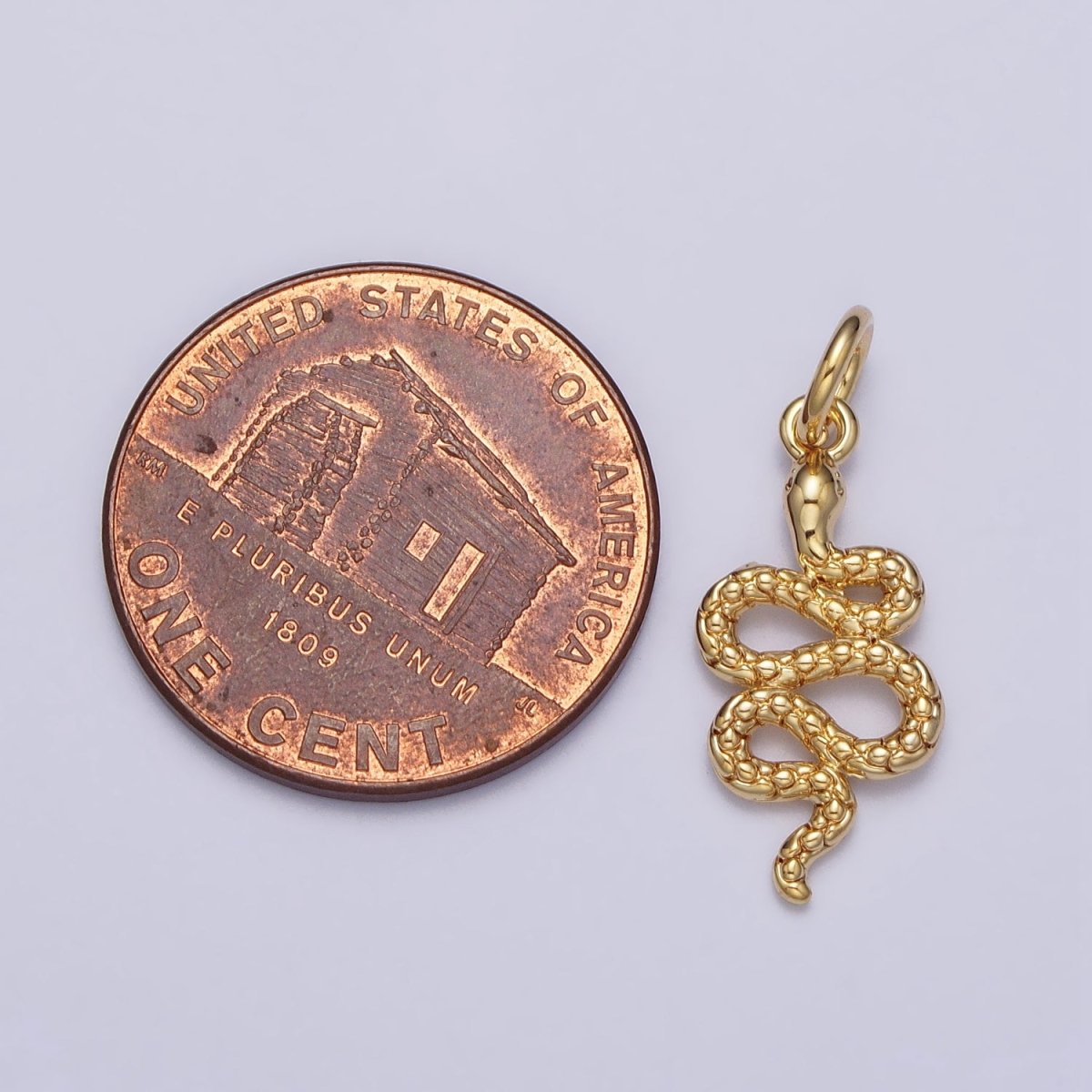 24K Gold Filled Slither Serpent Snake Scale Textured Charm in Gold & Silver | AC252 AC253