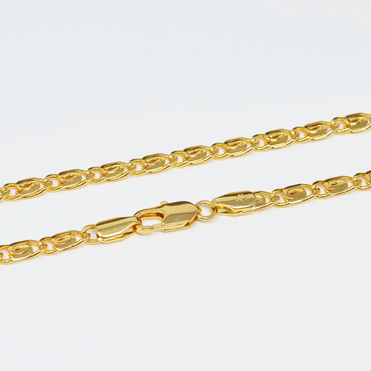 24K Gold Filled Snail Scroll Chain Finished Necklace - 20 Inches Yellow Gold Snail Chain Bold 4.5mm w/ Lobster Clasps | CN-999  Clearance Pricing