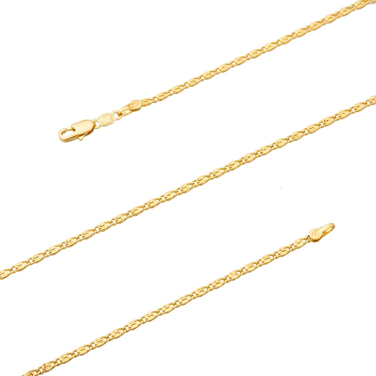 24K Gold Filled Snail Scroll Chain Necklace, 23.6 inch Layering "Yellow Gold" Snail Chain, Dainty 2.5mm Snail Necklace w/ Lobster Clasps | CN-189  Clearance Pricing