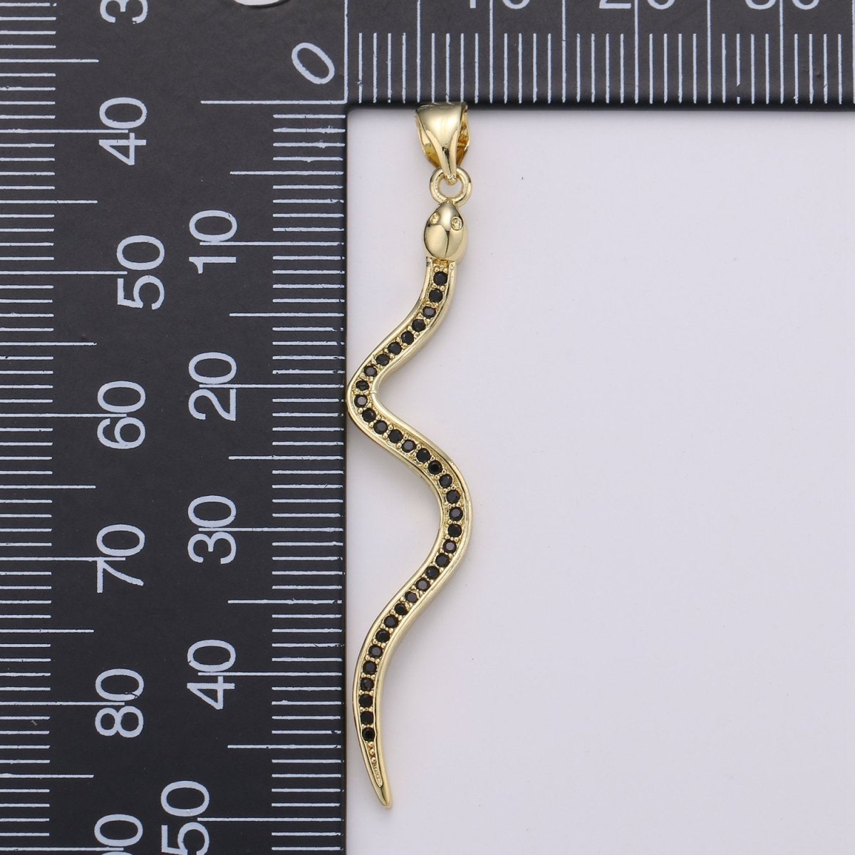 24K Gold Filled Snake Pendant, Gold Snake Charm Micro Pave Pendant Serpent Jewelry for Necklace Component  I-780